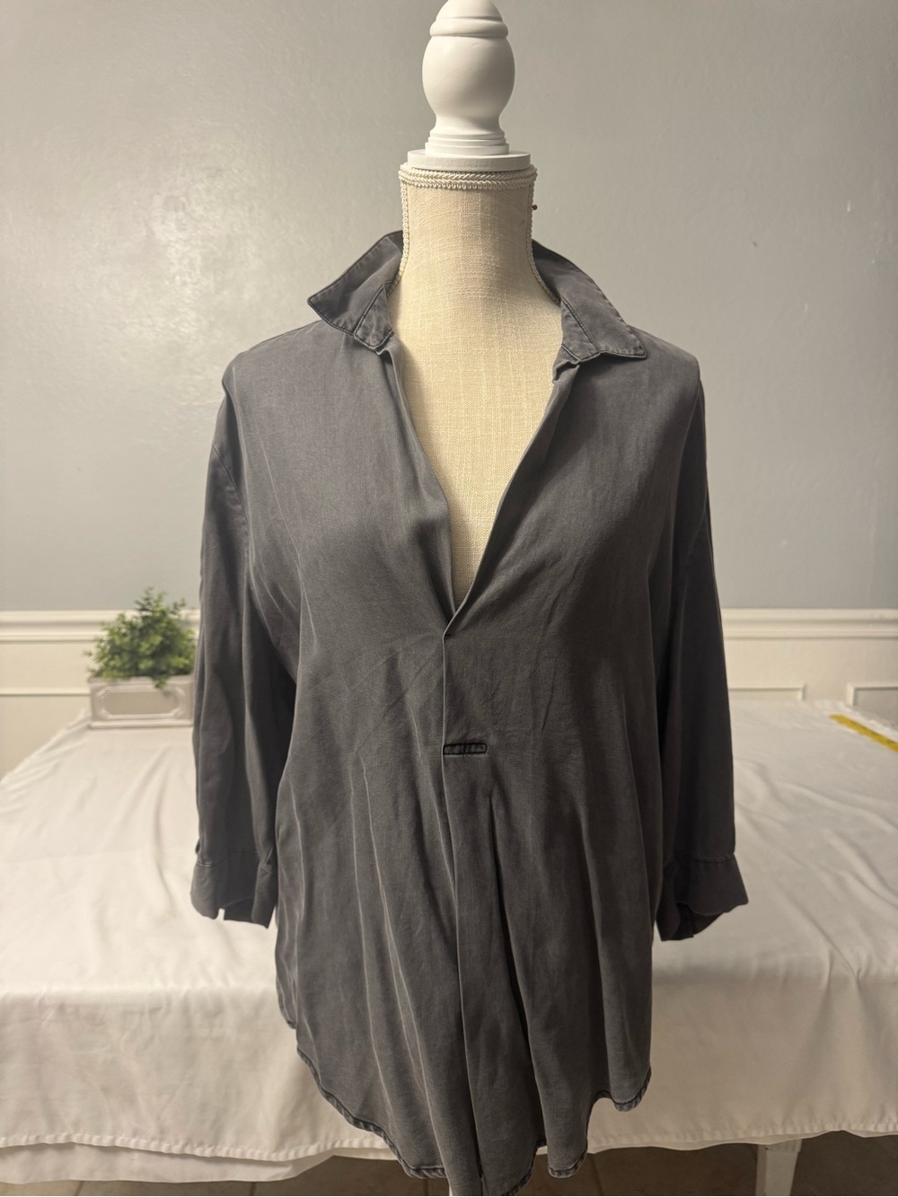 Zara Premium Denim - Dark Gray Relaxed Blouse